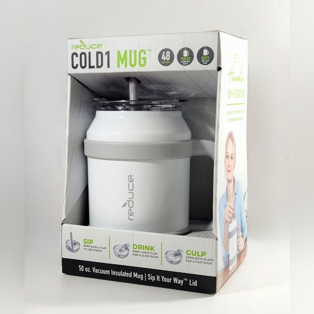 REDUCE Cold1 50oz Reusable Tumbler Mug Stainless Leakproof 36HRS Cold Straw - Picture 2 of 7